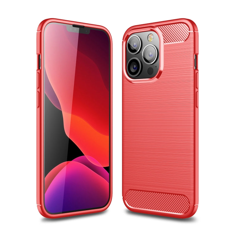 For iPhone 13 Pro Brushed Texture Carbon Fiber TPU Case (Red) - iPhone 13 Pro Cases by buy2fix | Online Shopping UK | buy2fix