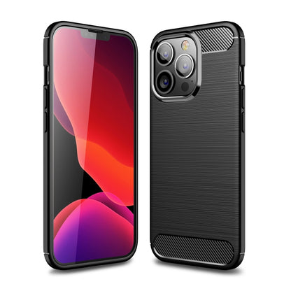 For iPhone 13 Pro Max Brushed Texture Carbon Fiber TPU Case (Black) by buy2fix