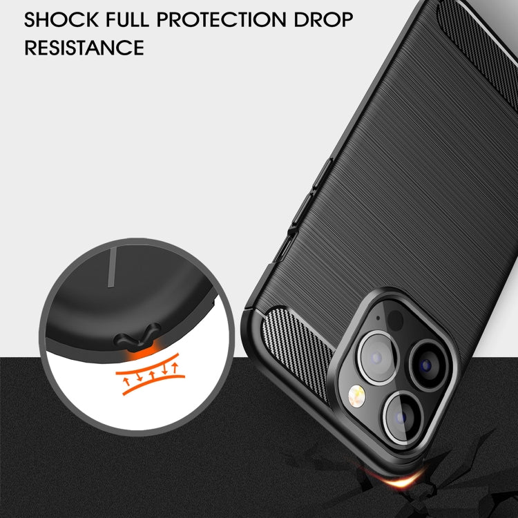 For iPhone 13 Pro Max Brushed Texture Carbon Fiber TPU Case (Black) by buy2fix