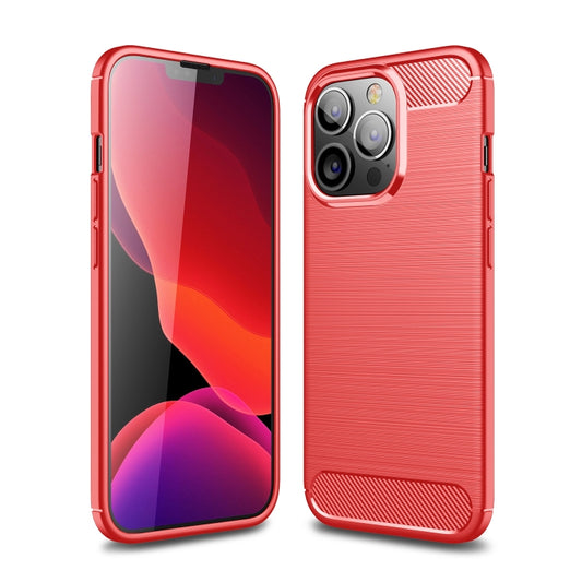 For iPhone 13 Pro Max Brushed Texture Carbon Fiber TPU Case (Red) by buy2fix