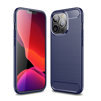 For iPhone 13 Pro Max Brushed Texture Carbon Fiber TPU Case (Blue) by buy2fix