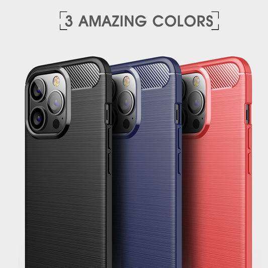 For iPhone 13 Pro Max Brushed Texture Carbon Fiber TPU Case (Blue) by buy2fix
