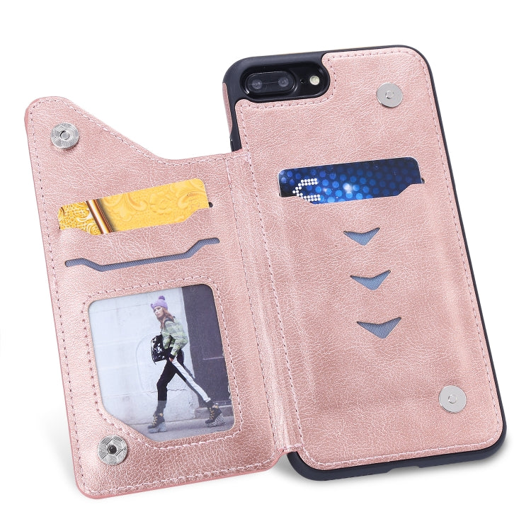 For iPhone 8 Plus / 7 Plus Solid Color Double Buckle Zipper Shockproof Protective Case(Rose Gold) - More iPhone Cases by buy2fix | Online Shopping UK | buy2fix