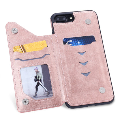 For iPhone 8 Plus / 7 Plus Solid Color Double Buckle Zipper Shockproof Protective Case(Rose Gold) - More iPhone Cases by buy2fix | Online Shopping UK | buy2fix