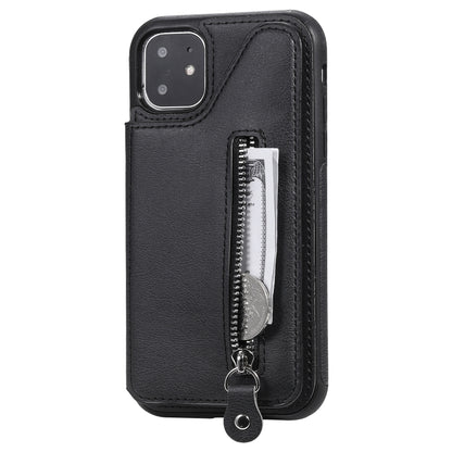 For iPhone 11 Solid Color Double Buckle Zipper Shockproof Protective Case(Black) - iPhone 11 Cases by buy2fix | Online Shopping UK | buy2fix