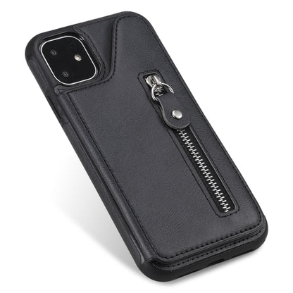 For iPhone 11 Solid Color Double Buckle Zipper Shockproof Protective Case(Black) - iPhone 11 Cases by buy2fix | Online Shopping UK | buy2fix
