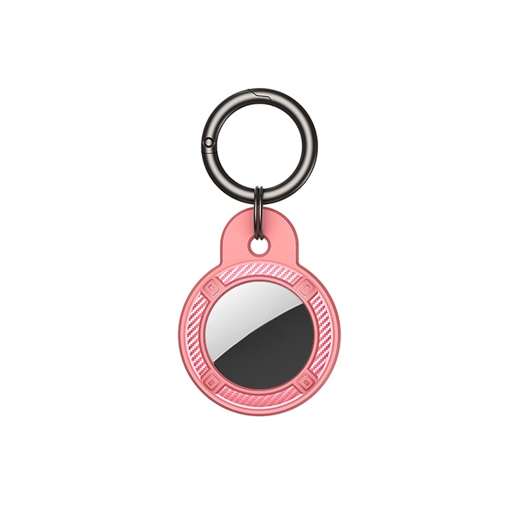 Round Shape Carbon Fiber Anti-fall Case with Keychain Ring for AirTag(Pink) - Key Chain Series by buy2fix | Online Shopping UK | buy2fix