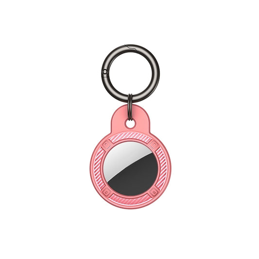 Round Shape Carbon Fiber Anti-fall Case with Keychain Ring for AirTag(Pink) - Key Chain Series by buy2fix | Online Shopping UK | buy2fix
