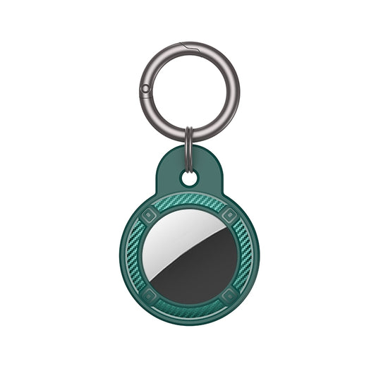 Round Shape Carbon Fiber Anti-fall Case with Keychain Ring for AirTag(Green) - Key Chain Series by buy2fix | Online Shopping UK | buy2fix
