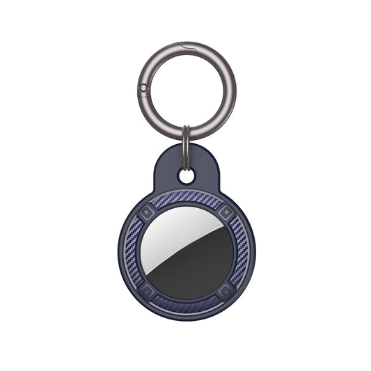 Round Shape Carbon Fiber Anti-fall Case with Keychain Ring for AirTag(Blue) - Key Chain Series by buy2fix | Online Shopping UK | buy2fix