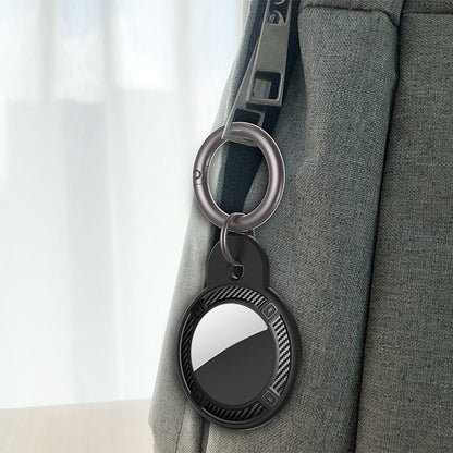 Round Shape Carbon Fiber Anti-fall Case with Keychain Ring for AirTag(Pink) - Key Chain Series by buy2fix | Online Shopping UK | buy2fix