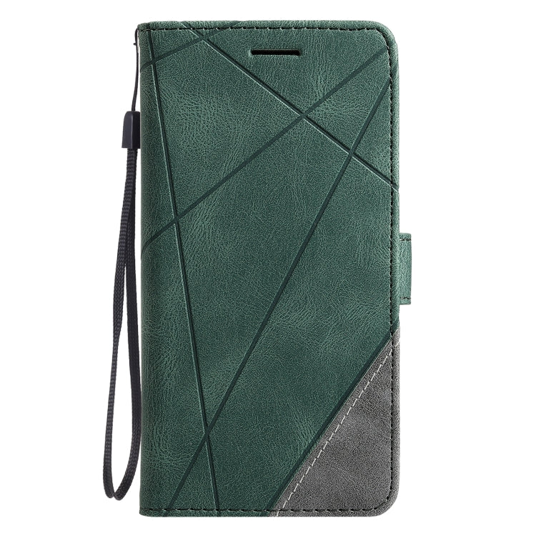 For OPPO A74 4G / F19 Skin Feel Splicing Horizontal Flip Leather Case with Holder & Card Slots & Wallet & Photo Frame(Green) by buy2fix