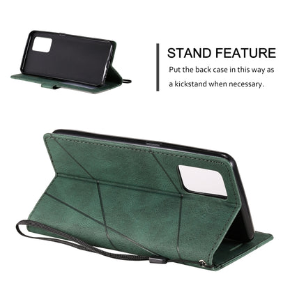 For OPPO A74 4G / F19 Skin Feel Splicing Horizontal Flip Leather Case with Holder & Card Slots & Wallet & Photo Frame(Green) by buy2fix