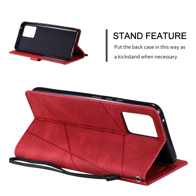 For OPPO Realme 8 4G Skin Feel Splicing Horizontal Flip Leather Case with Holder & Card Slots & Wallet & Photo Frame(Red) - Realme Cases by buy2fix | Online Shopping UK | buy2fix
