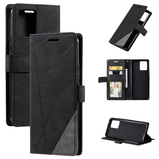 For OPPO Realme 8 4G Skin Feel Splicing Horizontal Flip Leather Case with Holder & Card Slots & Wallet & Photo Frame(Black) - Realme Cases by buy2fix | Online Shopping UK | buy2fix