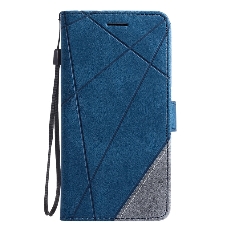 For OPPO Reno5 5G Skin Feel Splicing Horizontal Flip Leather Case with Holder & Card Slots & Wallet & Photo Frame(Blue) by buy2fix