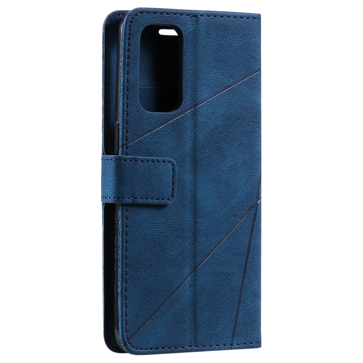 For OPPO Reno5 5G Skin Feel Splicing Horizontal Flip Leather Case with Holder & Card Slots & Wallet & Photo Frame(Blue) by buy2fix