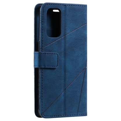 For OPPO Reno5 5G Skin Feel Splicing Horizontal Flip Leather Case with Holder & Card Slots & Wallet & Photo Frame(Blue) by buy2fix