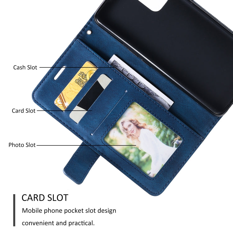 For OPPO Reno5 5G Skin Feel Splicing Horizontal Flip Leather Case with Holder & Card Slots & Wallet & Photo Frame(Blue) by buy2fix