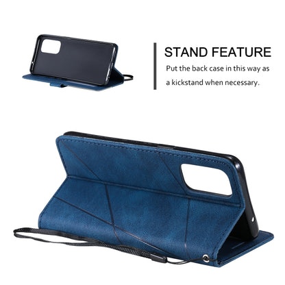 For OPPO Reno5 5G Skin Feel Splicing Horizontal Flip Leather Case with Holder & Card Slots & Wallet & Photo Frame(Blue) by buy2fix