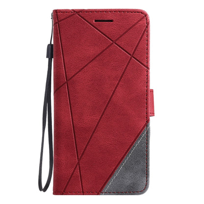 For OPPO Reno5 5G Skin Feel Splicing Horizontal Flip Leather Case with Holder & Card Slots & Wallet & Photo Frame(Red) by buy2fix