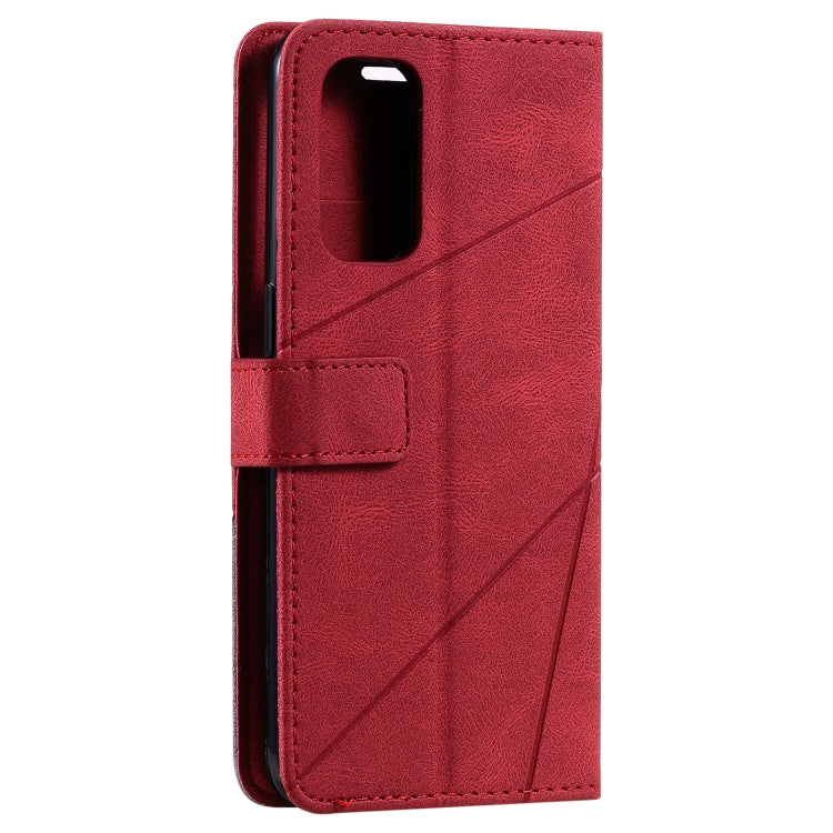 For OPPO Reno5 5G Skin Feel Splicing Horizontal Flip Leather Case with Holder & Card Slots & Wallet & Photo Frame(Red) by buy2fix