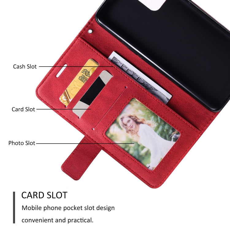 For OPPO Reno5 5G Skin Feel Splicing Horizontal Flip Leather Case with Holder & Card Slots & Wallet & Photo Frame(Red) by buy2fix