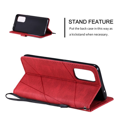 For OPPO Reno5 5G Skin Feel Splicing Horizontal Flip Leather Case with Holder & Card Slots & Wallet & Photo Frame(Red) by buy2fix