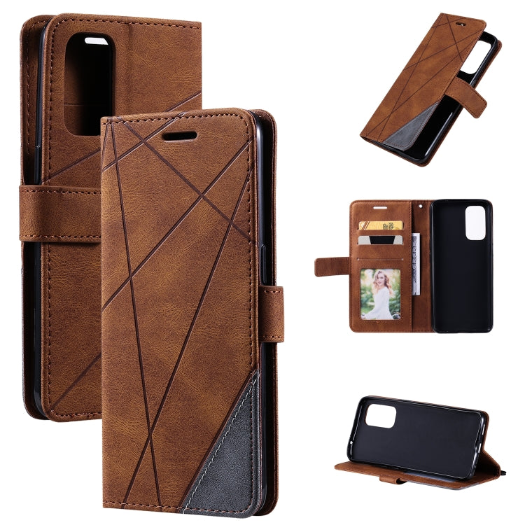 For OPPO Reno5 5G Skin Feel Splicing Horizontal Flip Leather Case with Holder & Card Slots & Wallet & Photo Frame(Brown) by buy2fix
