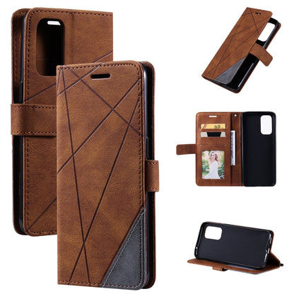 For OPPO Reno5 5G Skin Feel Splicing Horizontal Flip Leather Case with Holder & Card Slots & Wallet & Photo Frame(Brown) by buy2fix