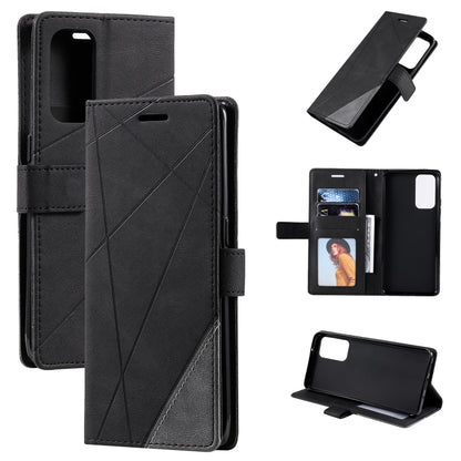 For OPPO Reno6 Pro 5G Skin Feel Splicing Horizontal Flip Leather Case with Holder & Card Slots & Wallet & Photo Frame(Black) by buy2fix