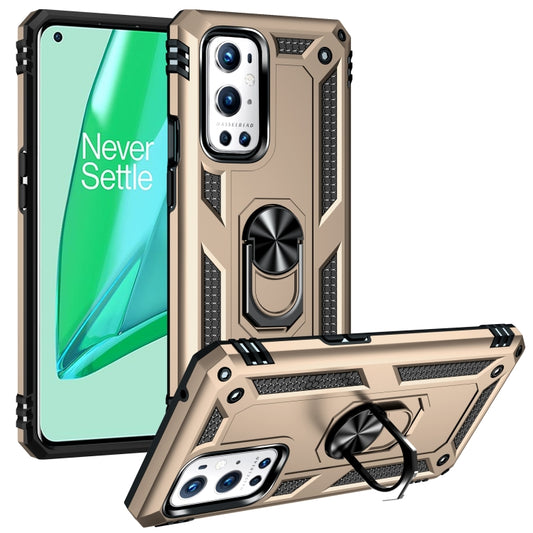 For OnePlus 9 Pro Shockproof TPU + PC Protective Case with 360 Degree Rotating Holder(Gold) - OnePlus Cases by buy2fix | Online Shopping UK | buy2fix