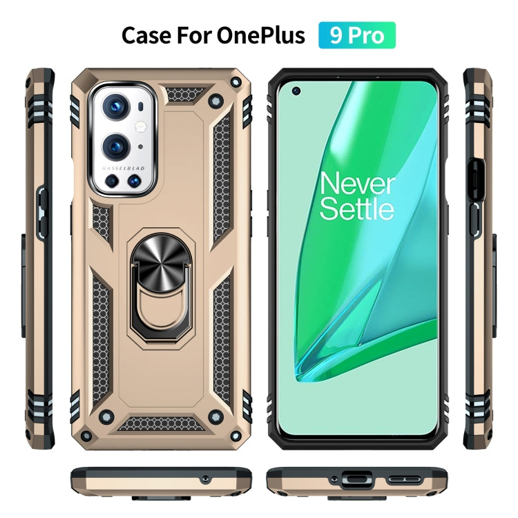 For OnePlus 9 Pro Shockproof TPU + PC Protective Case with 360 Degree Rotating Holder(Gold) - OnePlus Cases by buy2fix | Online Shopping UK | buy2fix