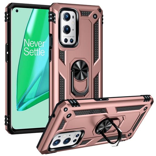 For OnePlus 9 Pro Shockproof TPU + PC Protective Case with 360 Degree Rotating Holder(Rose Gold) - OnePlus Cases by buy2fix | Online Shopping UK | buy2fix