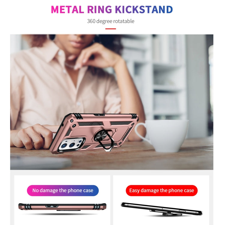 For OnePlus 9 Pro Shockproof TPU + PC Protective Case with 360 Degree Rotating Holder(Rose Gold) - OnePlus Cases by buy2fix | Online Shopping UK | buy2fix