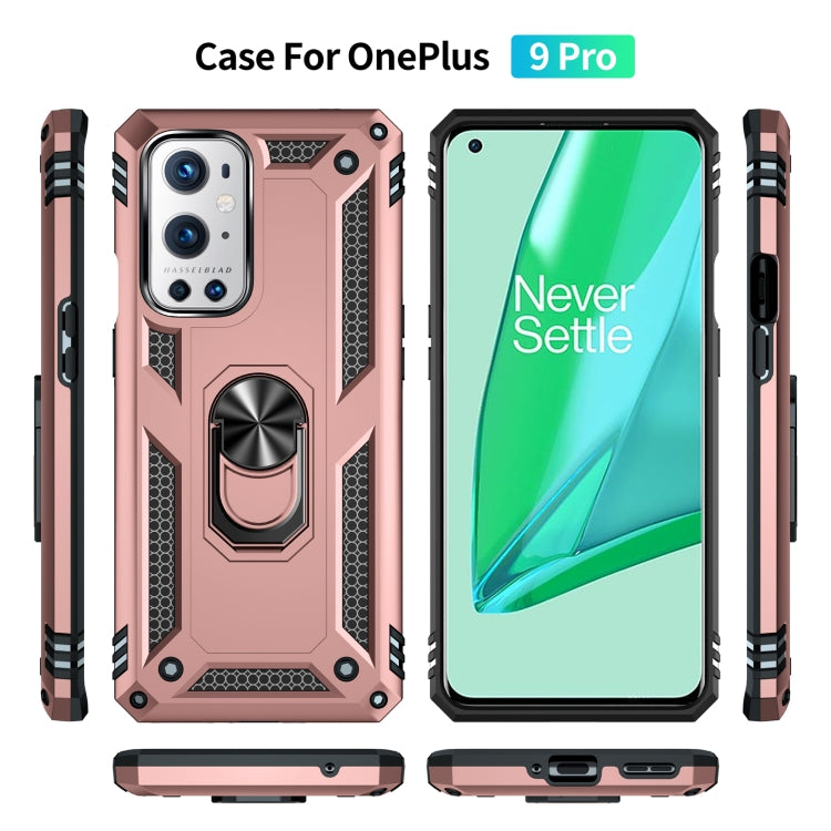 For OnePlus 9 Pro Shockproof TPU + PC Protective Case with 360 Degree Rotating Holder(Rose Gold) - OnePlus Cases by buy2fix | Online Shopping UK | buy2fix