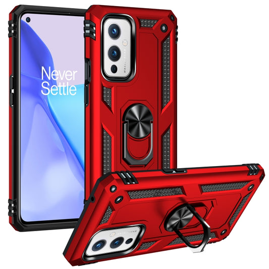 For OnePlus 9 Shockproof TPU + PC Protective Case with 360 Degree Rotating Holder(Red) - OnePlus Cases by buy2fix | Online Shopping UK | buy2fix
