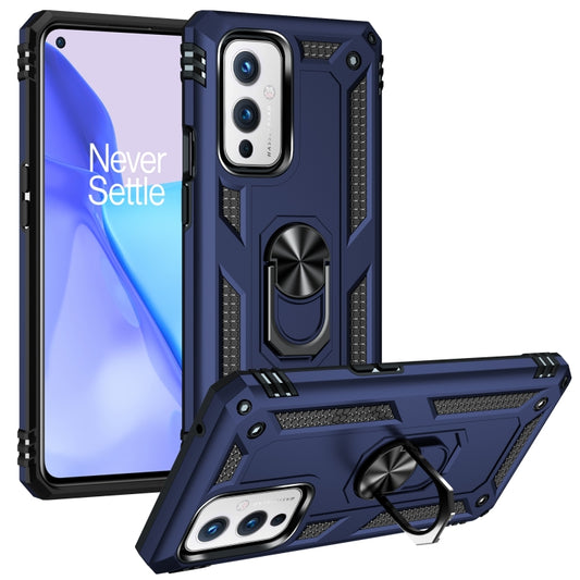 For OnePlus 9 Shockproof TPU + PC Protective Case with 360 Degree Rotating Holder(Blue) - OnePlus Cases by buy2fix | Online Shopping UK | buy2fix
