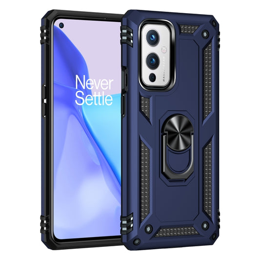 For OnePlus 9 Shockproof TPU + PC Protective Case with 360 Degree Rotating Holder(Blue) - OnePlus Cases by buy2fix | Online Shopping UK | buy2fix