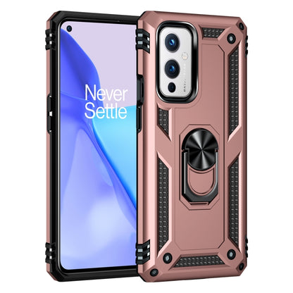 For OnePlus 9 Shockproof TPU + PC Protective Case with 360 Degree Rotating Holder(Rose Gold) - OnePlus Cases by buy2fix | Online Shopping UK | buy2fix