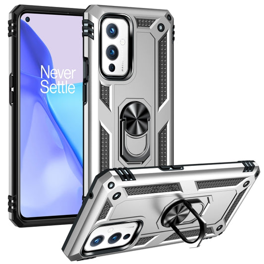 For OnePlus 9 Shockproof TPU + PC Protective Case with 360 Degree Rotating Holder(Silver) - OnePlus Cases by buy2fix | Online Shopping UK | buy2fix