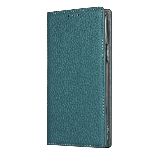 For iPhone 12 / 12 Pro Litchi Genuine Leather Phone Case(Sky Blue) - iPhone 12 / 12 Pro Cases by buy2fix | Online Shopping UK | buy2fix