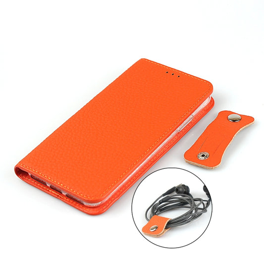 For iPhone 12 / 12 Pro Litchi Genuine Leather Phone Case(Orange) - iPhone 12 / 12 Pro Cases by buy2fix | Online Shopping UK | buy2fix