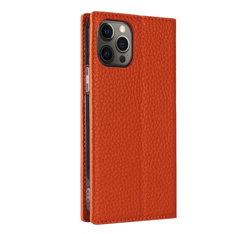 For iPhone 12 / 12 Pro Litchi Genuine Leather Phone Case(Orange) - iPhone 12 / 12 Pro Cases by buy2fix | Online Shopping UK | buy2fix