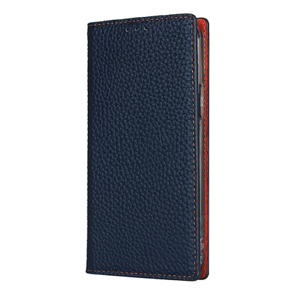 For iPhone 12 Pro Max Litchi Genuine Leather Phone Case(Dark Blue) - iPhone 12 Pro Max Cases by buy2fix | Online Shopping UK | buy2fix