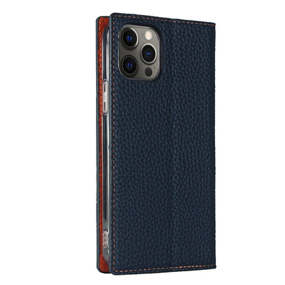 For iPhone 12 Pro Max Litchi Genuine Leather Phone Case(Dark Blue) - iPhone 12 Pro Max Cases by buy2fix | Online Shopping UK | buy2fix
