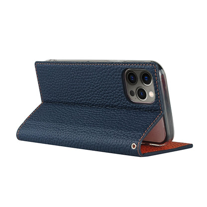 For iPhone 12 Pro Max Litchi Genuine Leather Phone Case(Dark Blue) - iPhone 12 Pro Max Cases by buy2fix | Online Shopping UK | buy2fix