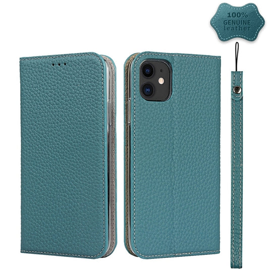 For iPhone 11 Litchi Genuine Leather Phone Case (Sky Blue) - iPhone 11 Cases by buy2fix | Online Shopping UK | buy2fix