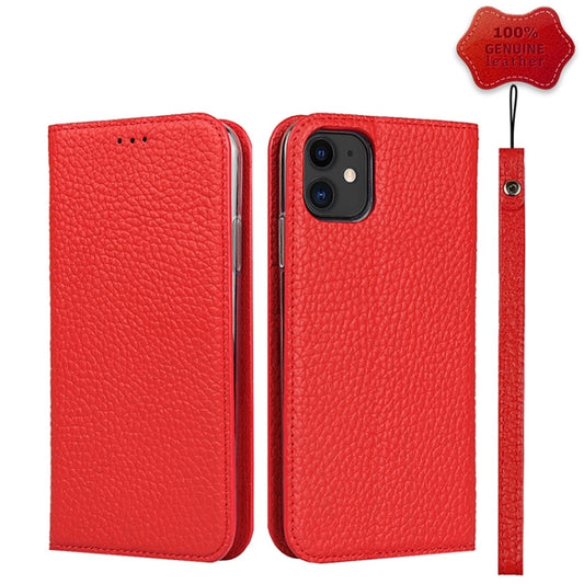 For iPhone 11 Litchi Genuine Leather Phone Case (Red) - iPhone 11 Cases by buy2fix | Online Shopping UK | buy2fix