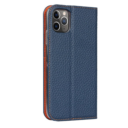 For iPhone 11 Pro Max Litchi Genuine Leather Phone Case (Dark Blue) - iPhone 11 Pro Max Cases by buy2fix | Online Shopping UK | buy2fix